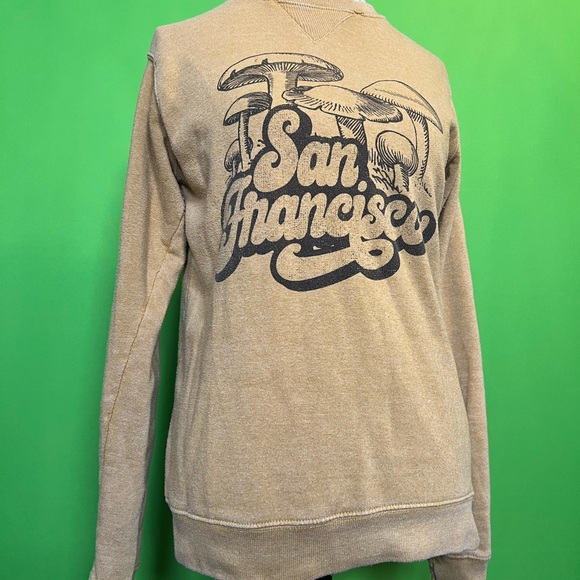 Ocean Beach San Francisco Yellow Mushroom Pullover Sweater Size S - Picture 2 of 7